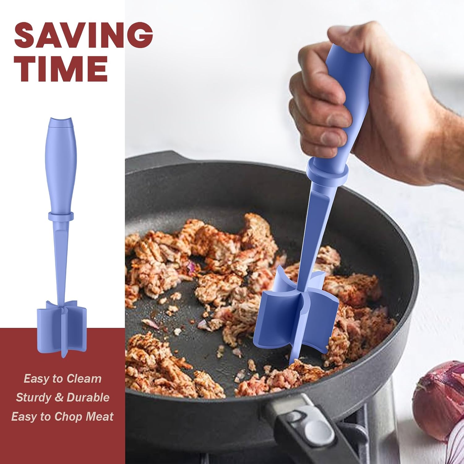 Skiennix Meat Chopper - Premium Heat Resistant Hamburger Grinder Tool | 2 Pcs, Purple
