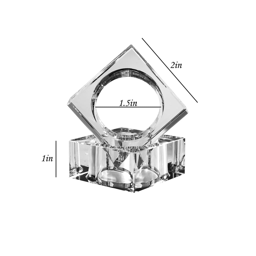 Kitcom Mini Napkin Rings Set of 12 Square-Shaped, Crystal Napkin Ring for Thanksgiving, Christmas, Family Gathering, Wedding Reception, Clear with Gift Box