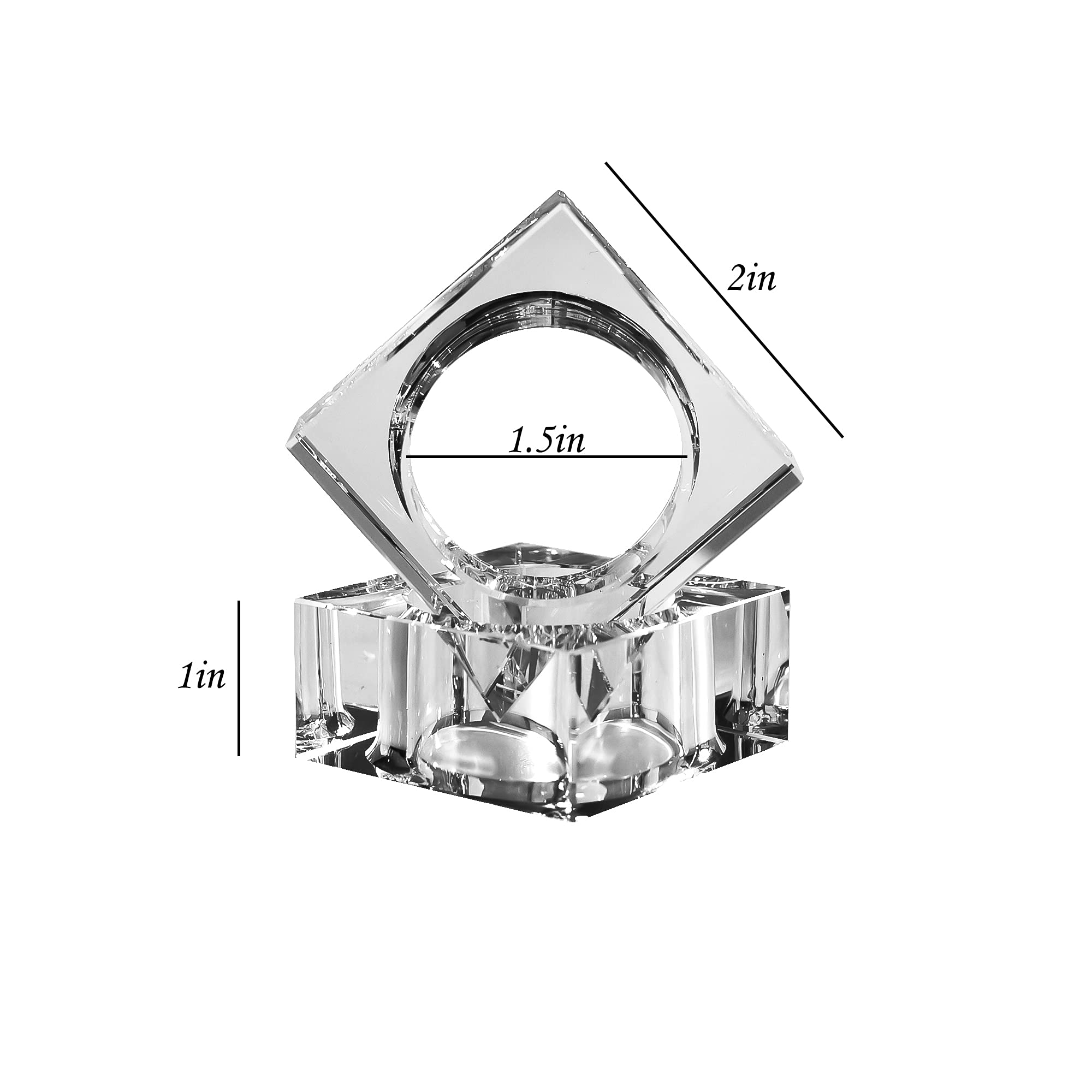 Kitcom Mini Napkin Rings Set of 12 Square-Shaped, Crystal Napkin Ring for Thanksgiving, Christmas, Family Gathering, Wedding Reception, Clear with Gift Box