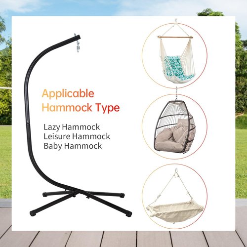 FDW Hammock Chair Stand - Heavy Duty Steel Construction for Hanging Hammocks | Supports Up to 400 LBS