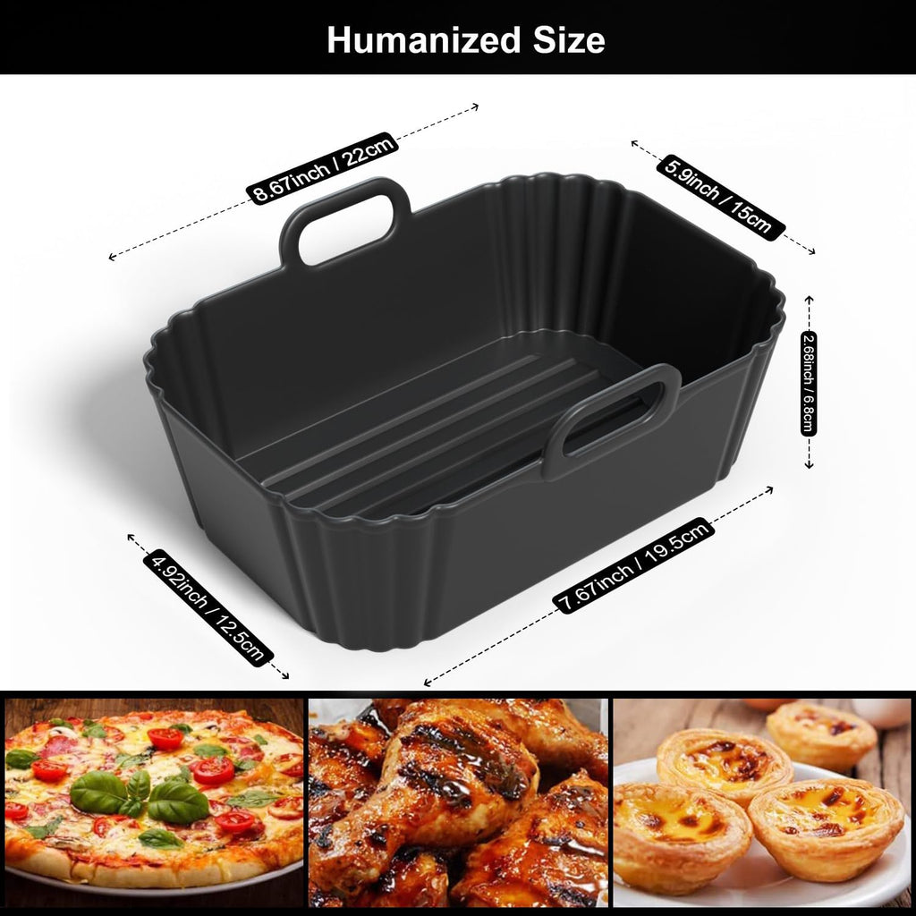 Skiennix Silicone Air Fryer Liners - Reusable 2-Pack for Ninja Foodi & 8-10QT Air Fryers