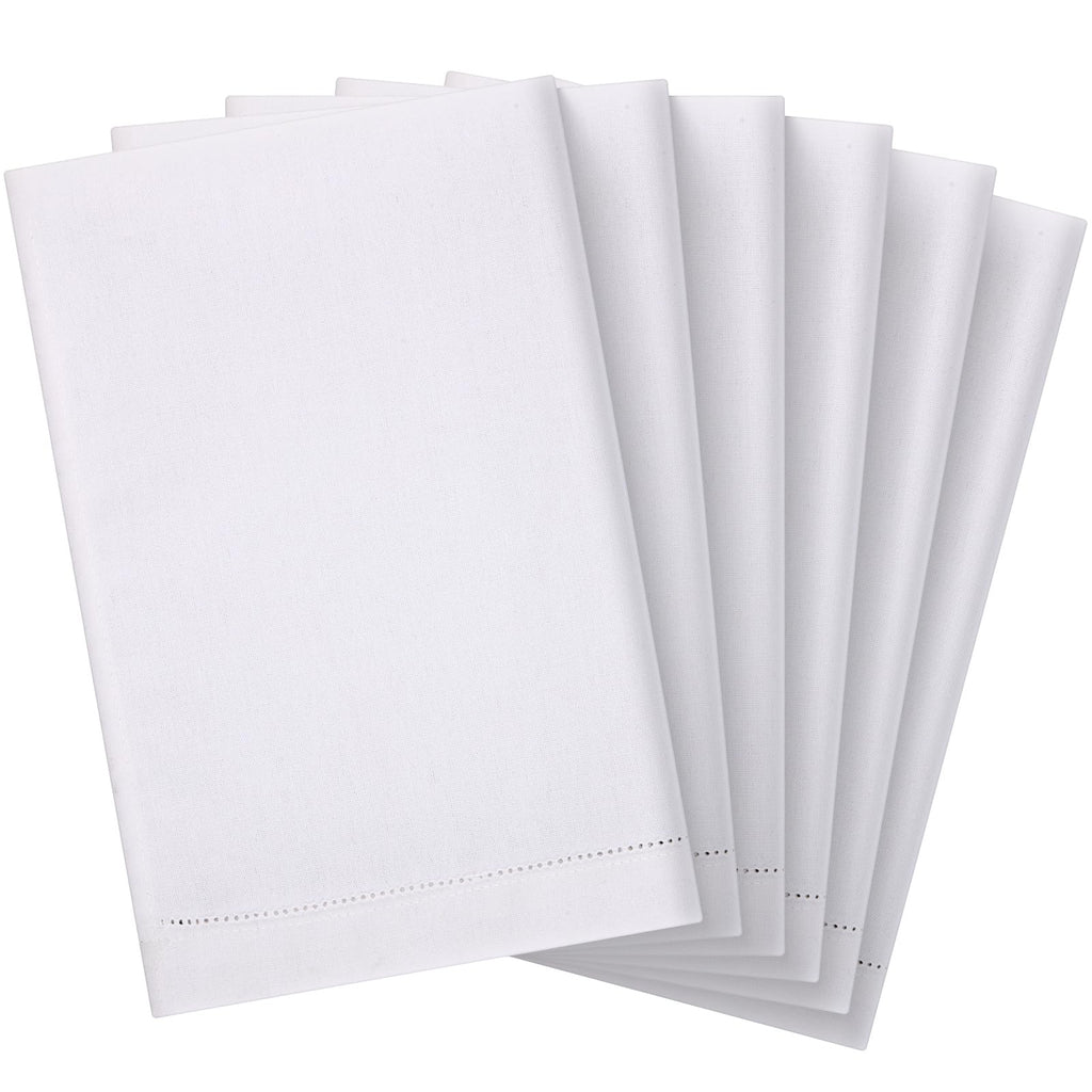 Mixweer 24 Pcs 14" x 22" White Linen Hemstitched Hand Towel Linen Tea Towels for Embroidery Dish Towels for Bathroom Kitchen