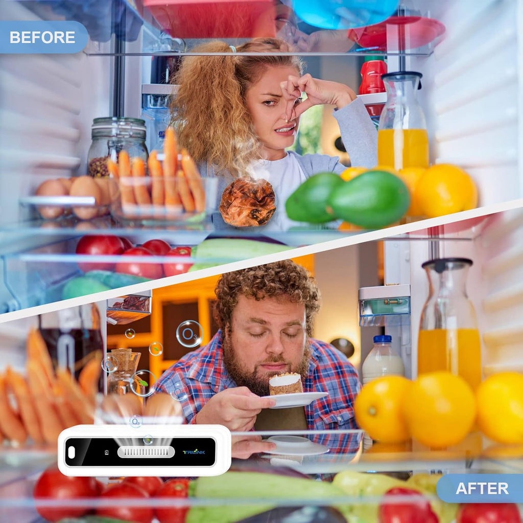 Skiennix Mini USB Fridge Deodorizer - Rechargeable Odor Eliminator with LED Display | Effective for Fridge, Car, Closet
