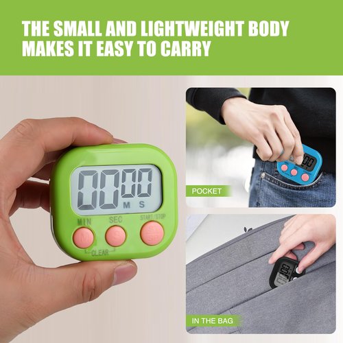 6 Pack Multi-Function Electronic Timer, Colorful Kitchen Timers Digital Magnetic, Countdown Timer, Big LCD Display Loud Alarm Kitchen Timers for Cooking, Bathing, Gym, Meeting, Classroom