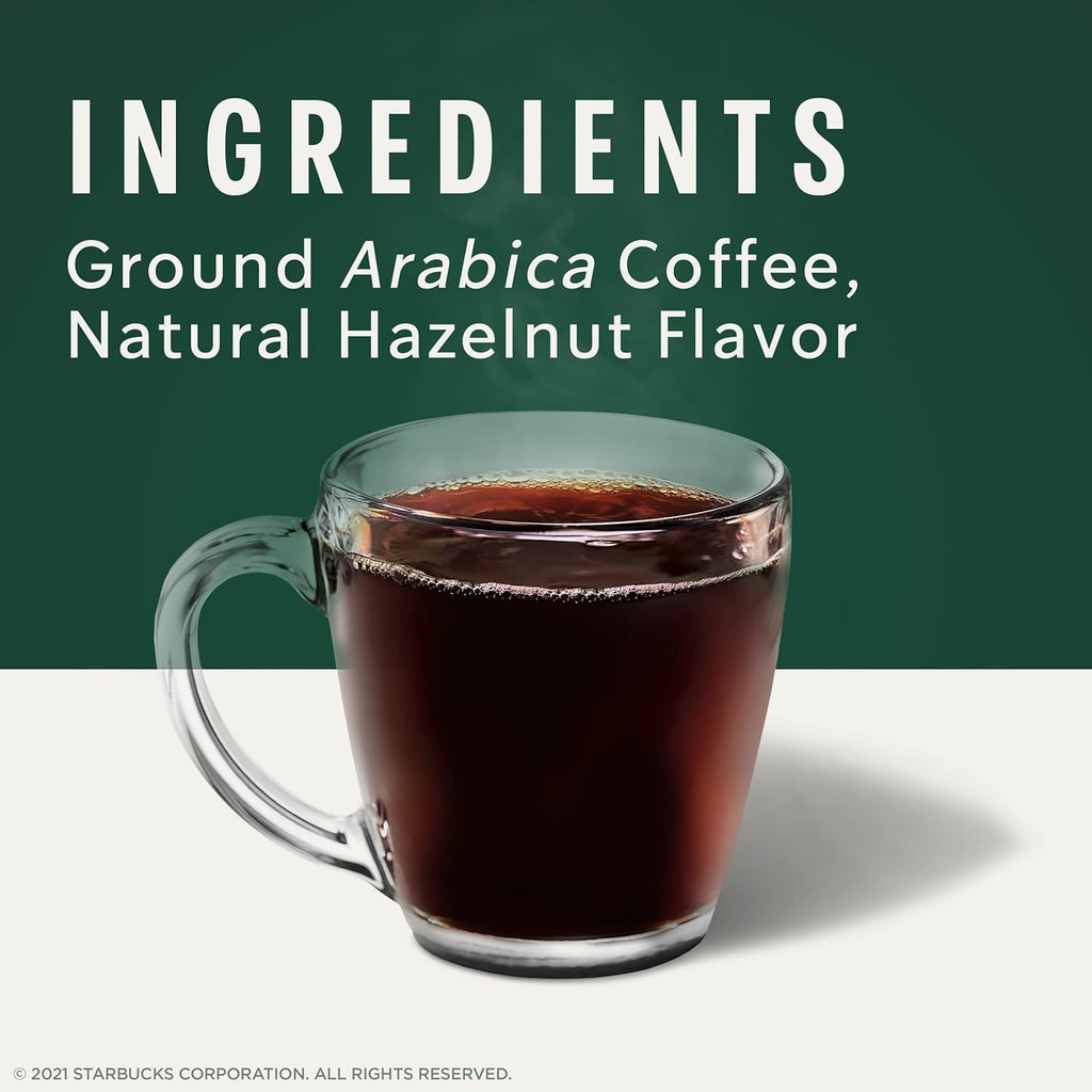 Starbucks Ground Coffee - Hazelnut Flavored 100% Arabica | 6 Bags of 11 oz Each