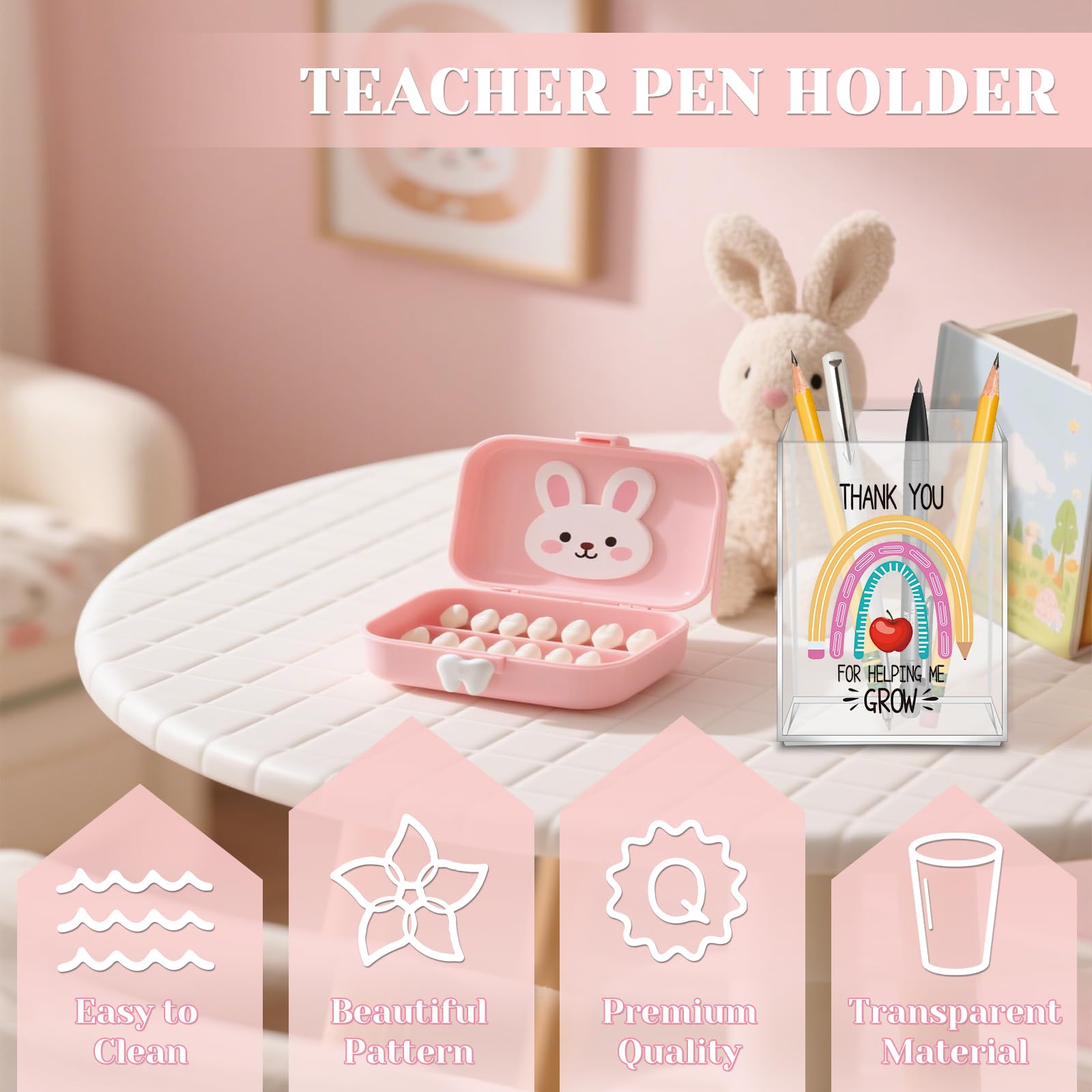 MYKILOS Teacher Gifts for Women, Teacher Birthday Gifts, Teachers Appreciation Gift for Birthday, Appreciation Week, Thanksgiving, Christmas, Thank You Gift for Teachers with Pen Holder (Pink)