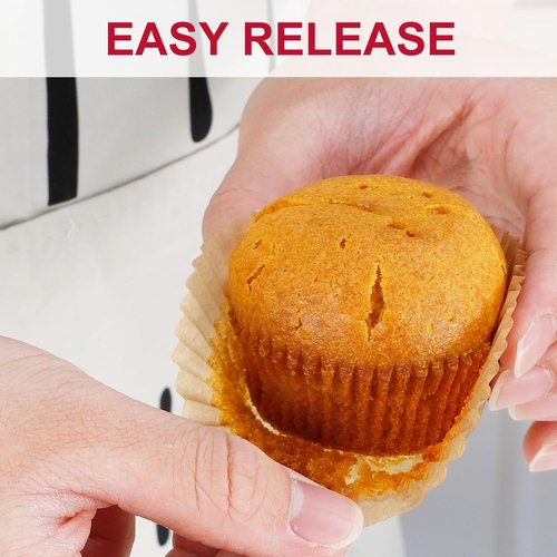 Caperci Cupcake Muffin Liners - 300 Odorless Greaseproof Baking Cups for Parties & Events | Natural