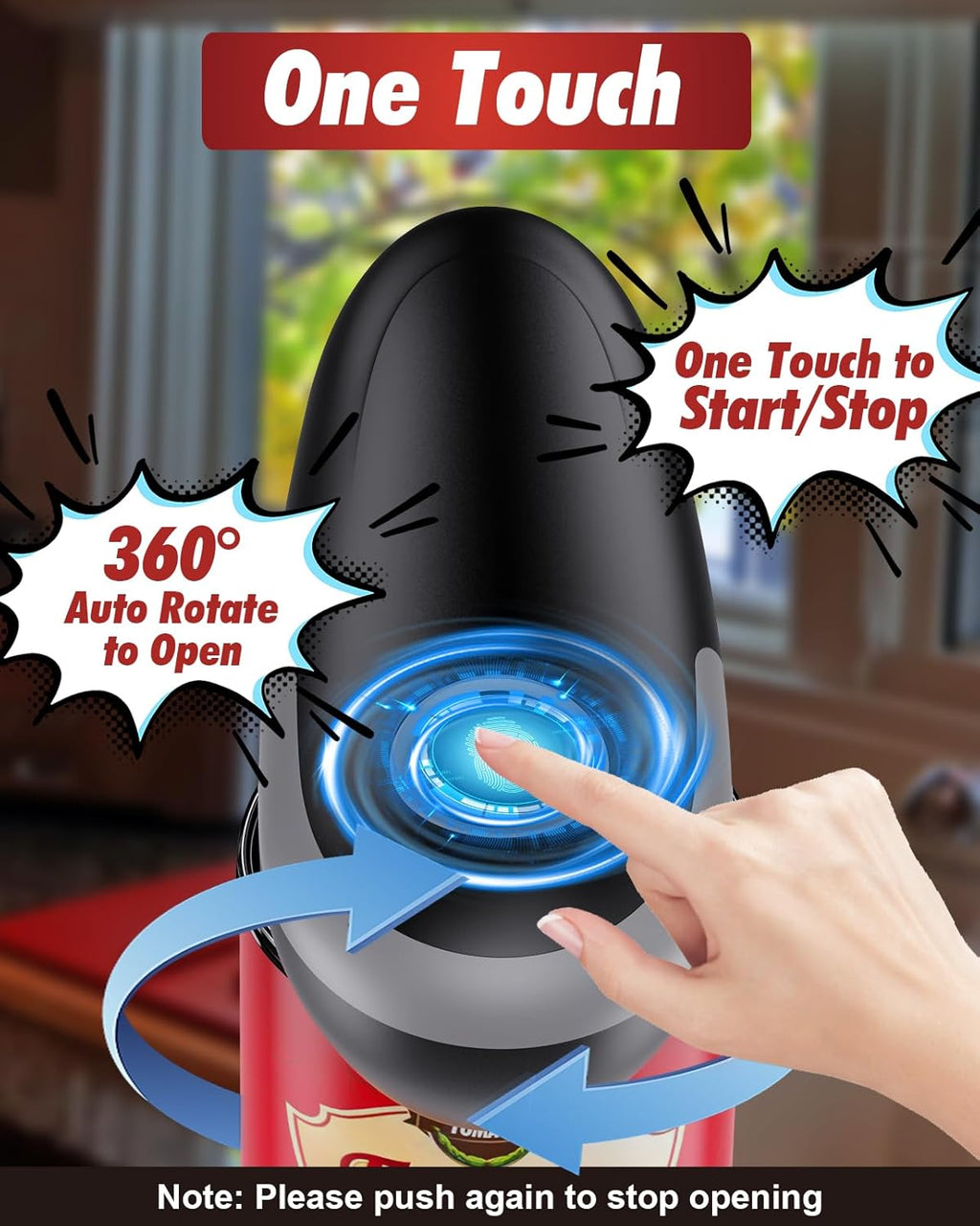 **Black+Grey One Touch Electric Can Opener - Fits All Can Sizes | Smooth Edge, Battery Operated for Seniors & Chefs**