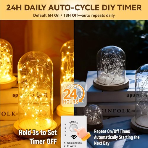 HXWEIYE 300L Curtain Lights - 50 LED Rechargeable Fairy Lights with DIY Timer & 8 Modes | 16FT, Plug-In