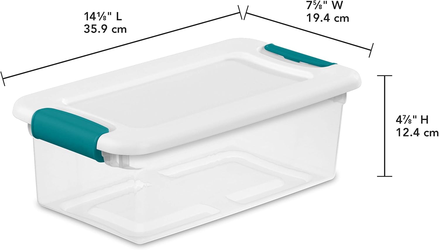 Sterilite 6 Qt Latching Storage Box - Stackable Plastic Container for Shoe Organization | Clear with White Lid, 12-Pack