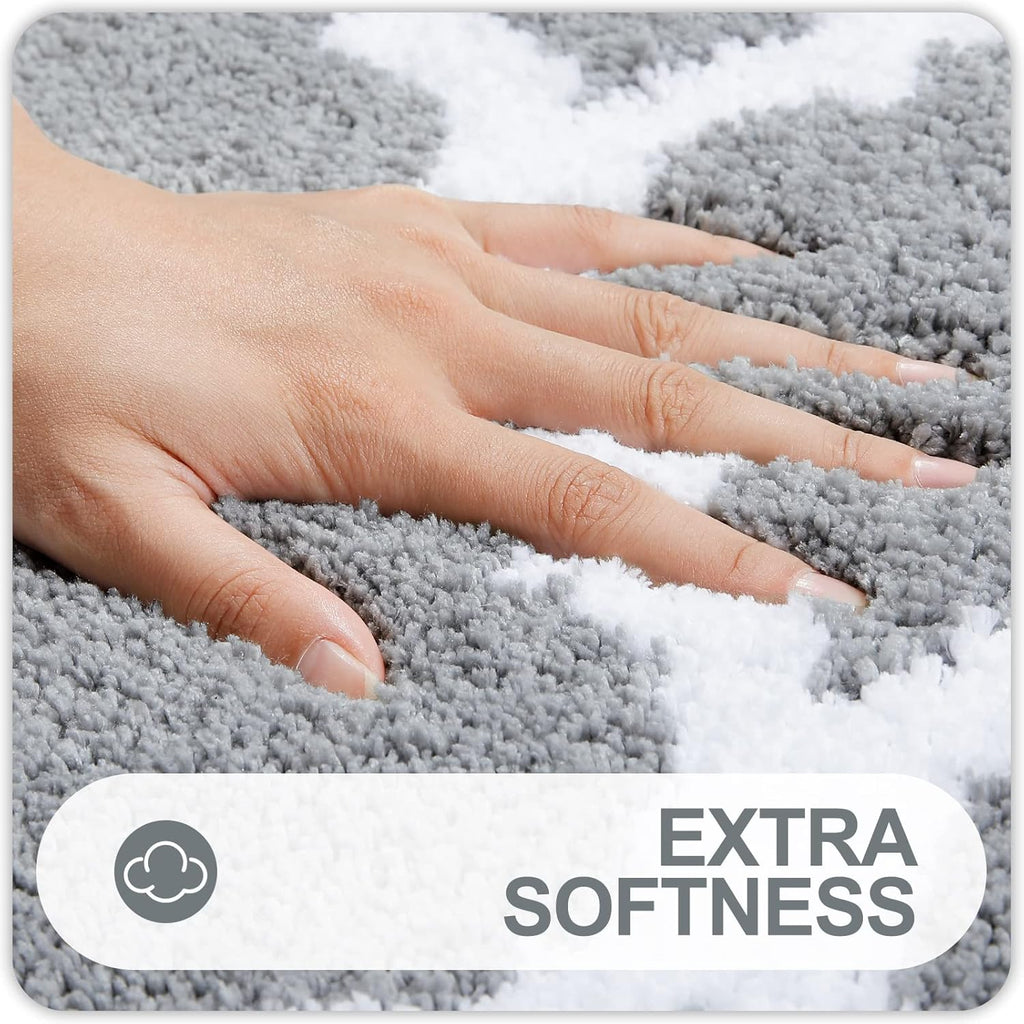 OLANLY Bathroom Rugs Set - 2-Piece Microfiber Bath Mats | Non-Slip, Absorbent, Machine Washable (Grey, 24"x16" & 24"x20")