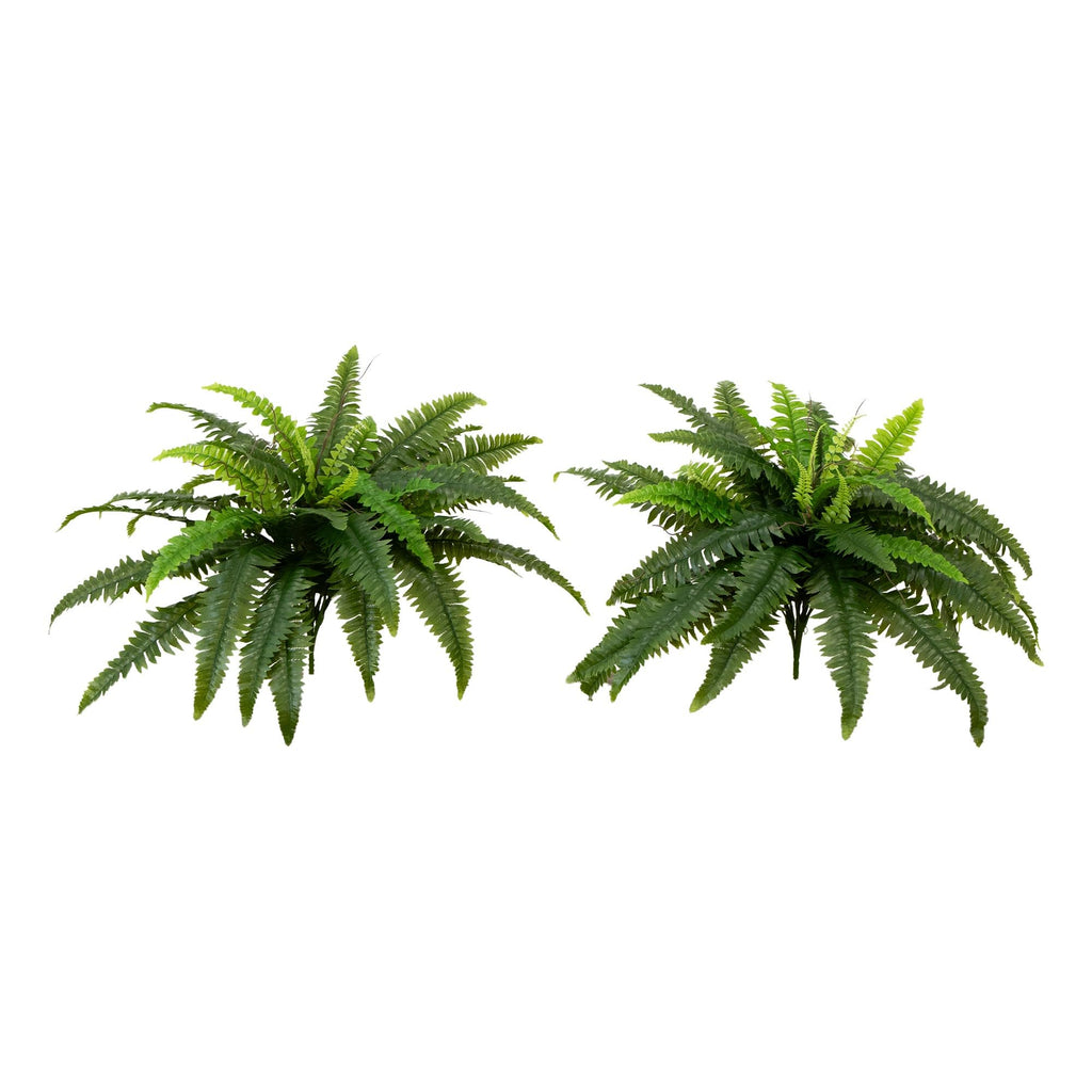 Nearly Natural 40-in UV Resistant Artificial Boston Fern, Set of 2, Large Hanging Fake Plant Wall Decor with 53 Fronds, Faux Fern Vines that Look Real for Home & Garden Decor, Outdoor Porch Decoration