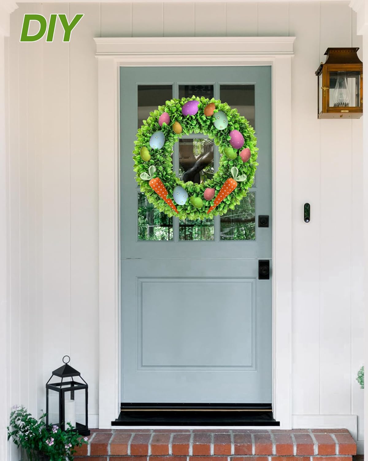 Vlorart 24-Inch Faux Boxwood Wreath - Weatherproof Spring & Summer Decor for Indoor/Outdoor Use