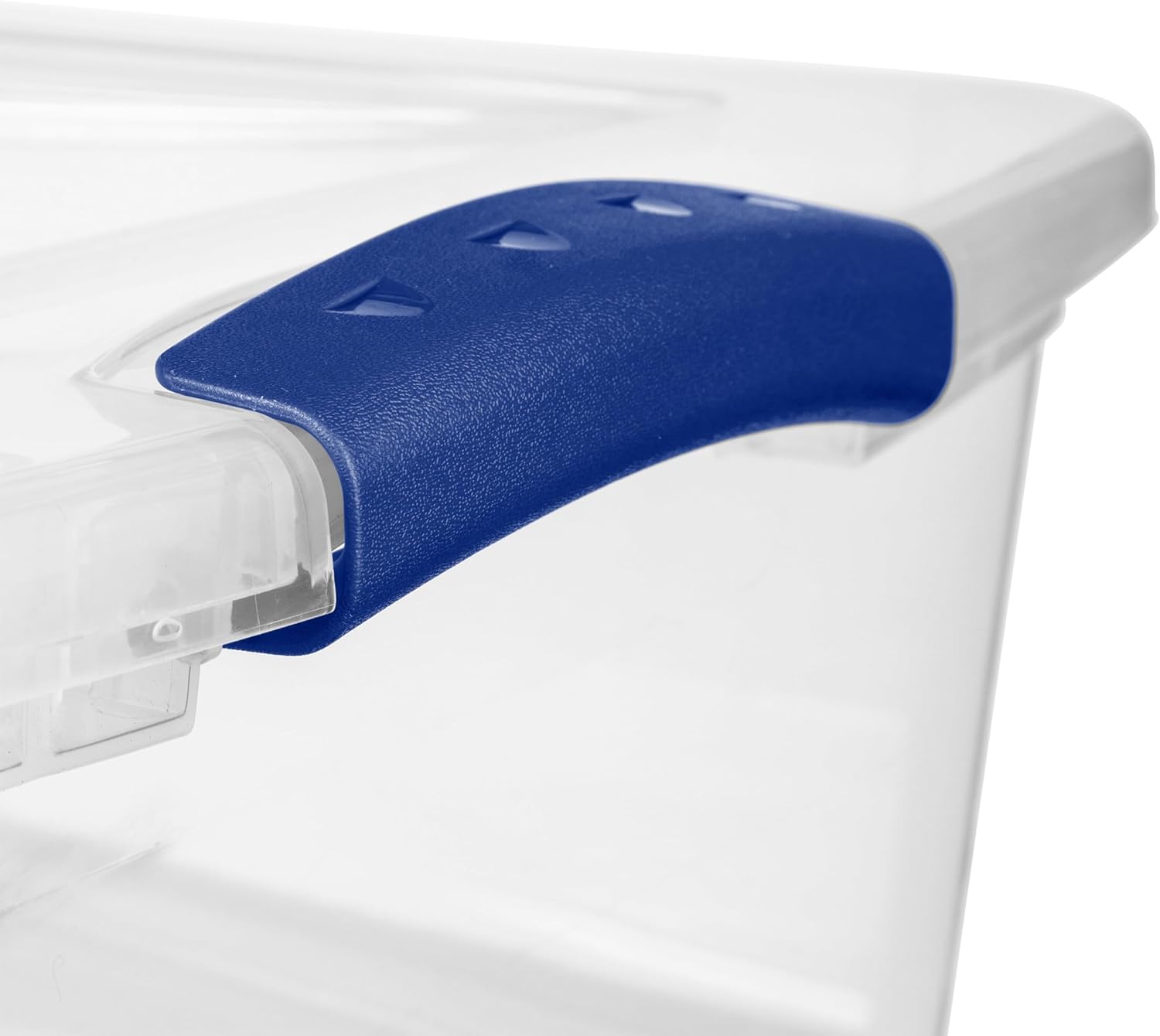 Sterilite 32 Quart Clear Plastic Storage Bins - Stackable Containers with Lids & Blue Latches for Home Organization