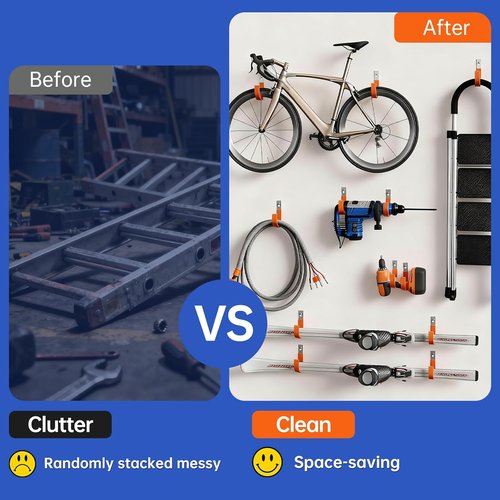 Heavy Duty Wall Hooks by [Brand Name] - Steel Utility Tool Organizer for Garage & Garden | 2-Pack, Orange