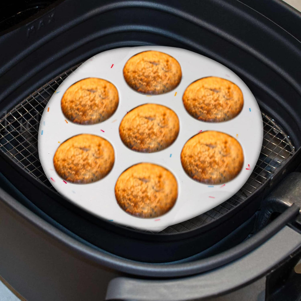 Skiennix Silicone Egg Bite Molds - Non-Stick Air Fryer Muffin Pan | 7 Cups for Mini Muffins & Tarts