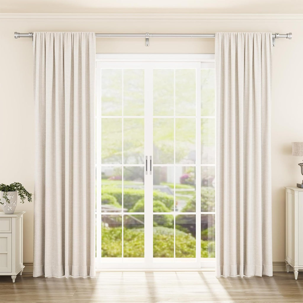 YaFex Curtain Rods - Heavy Duty 1 Inch Adjustable Window Treatment Rods | 32-144 Inch, Silver Finish