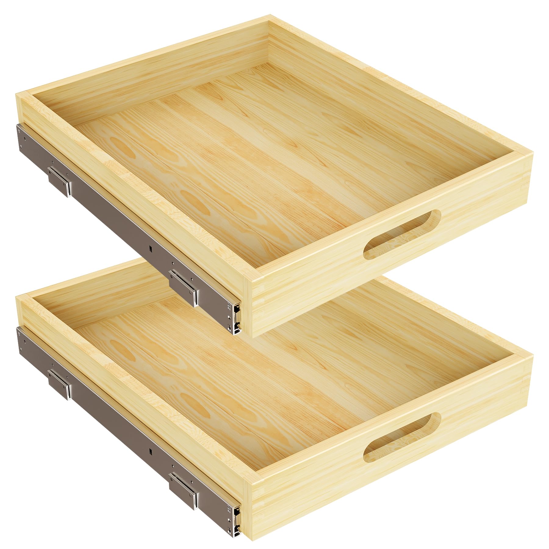 Petpvilit Pull Out Cabinet Organizer for 30.5" Wide or Larger Cabinet, 1PC 29" W x 21" D Soft Close Slide Out Wood Drawer Storage Shelves for Kitchen,Finished, Heavy-Duty, Bottom Assembly