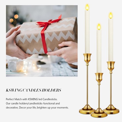 KSWING Gold Candlestick Holders - 6 PCS Metal Taper Candle Holders Set for Elegant Home Decor | Perfect for Weddings & Parties