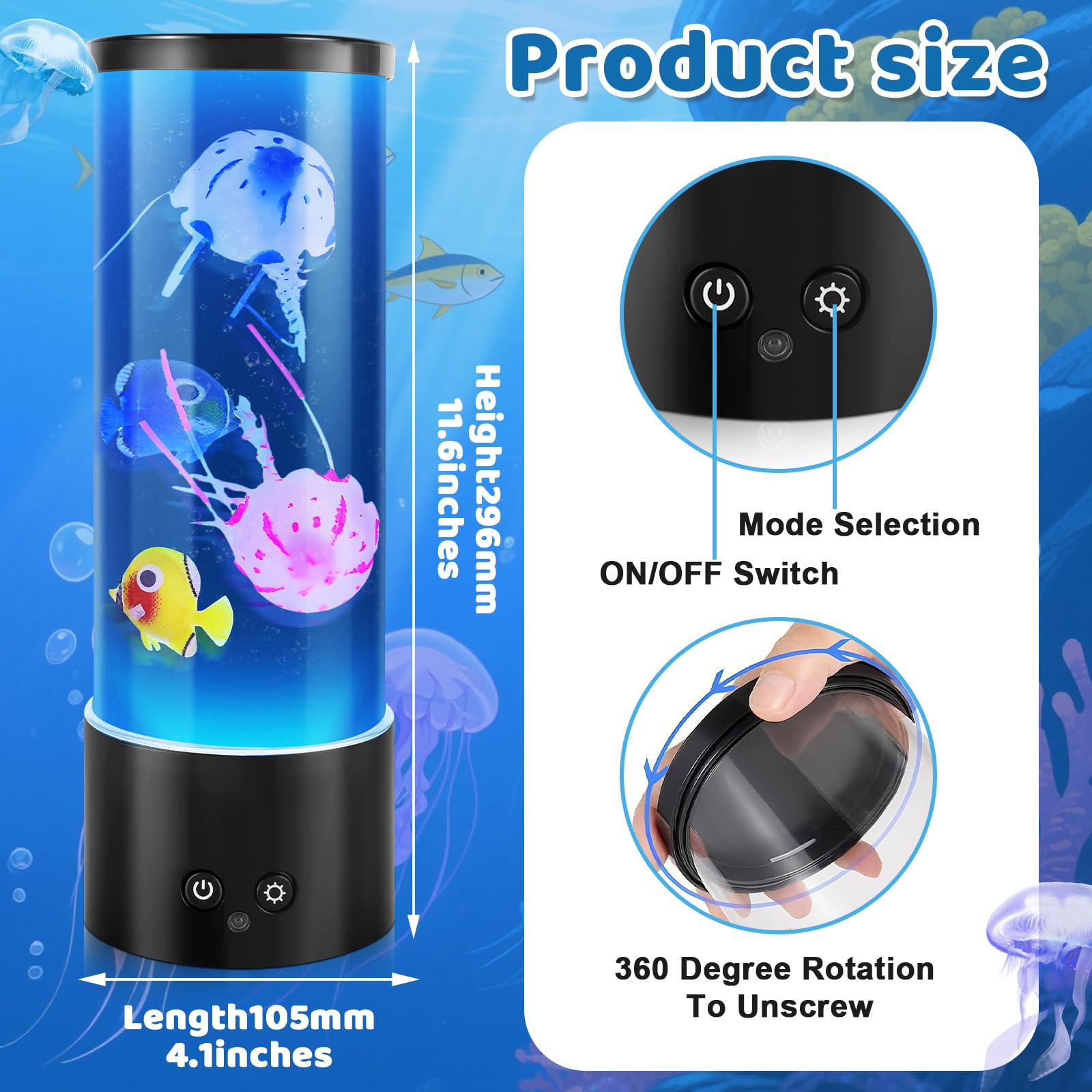 Terigol-X Jellyfish Lamp, Mothers Day Gifts, Jellyfish Tank Mood Light, Table Lamp for Home Decor, Relaxation and Sleep, Jellyfish Aquarium with 17 Colors Changing, Birthday Day Gifts for Women, Kids