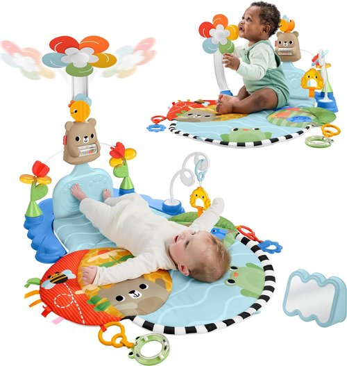 Fisher-Price 3-in-1 Kick & Sway Gym - Sensory Baby Play Mat for Newborn Development | Ages 0+ Months