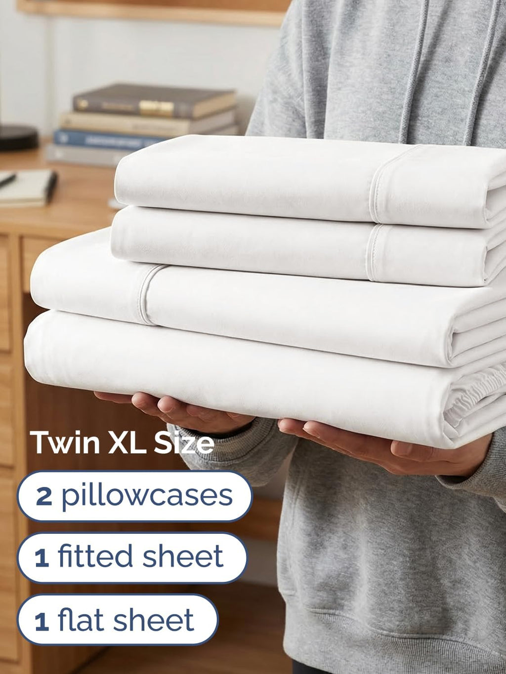 Skiennix Extra Deep Twin XL Sheet Set - 4 Piece Breathable Cooling Bedding - Soft Wrinkle-Free Antique White