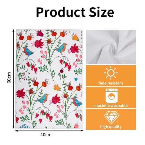 JDGHGB 4Pcs Kitchen Dish Towels,Microfiber Cloth Floral Dish Towels,Housewarming Gift for Kitchen Stuff Decor Accessories,16 x 24 in