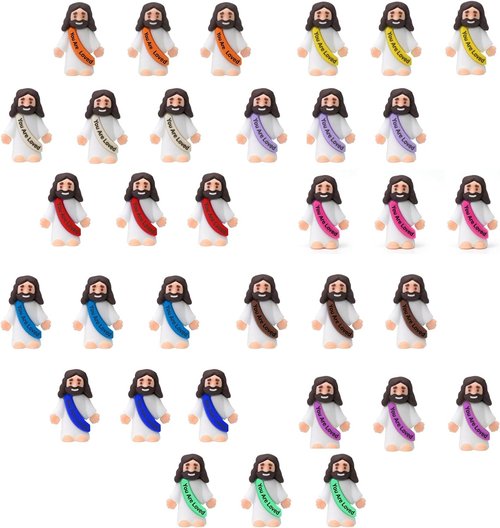33PCS Mini Jesus Figurines by [Brand Name] - Multicolor Tiny Christian Statues for Easter Gifts | Perfect for Hide and Seek Games