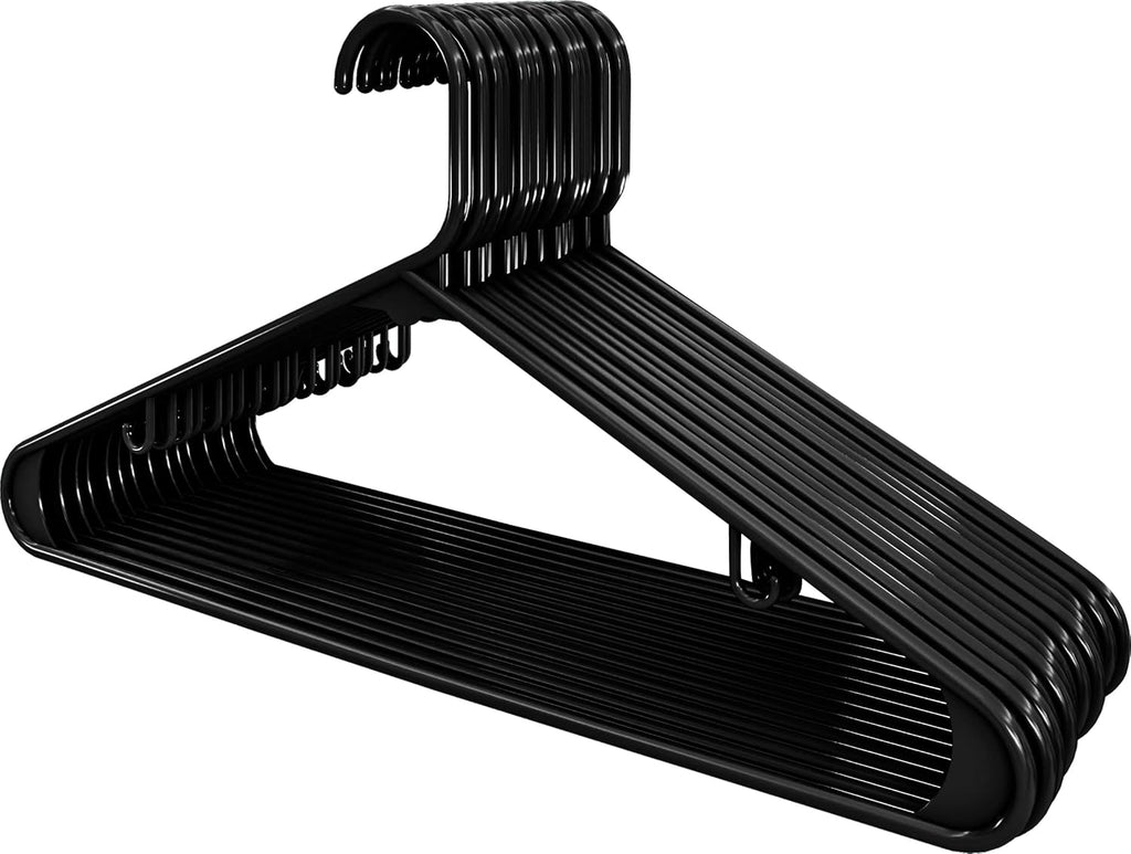 Utopia Home Plastic Hangers 20 Pack - Durable Space-Saving Closet Organizers - Ideal for Shirts, Pants & Coats (Black)