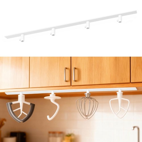 KIDOT 4 Pcs Stand Mixer Attachment Holders Compatible with Kitchen Aid Mixer Accessories, Mixer Beater Scraper Hanging Holders Storage Organizer, Securely Holds 4 Mixer Attachments Space Saver, White