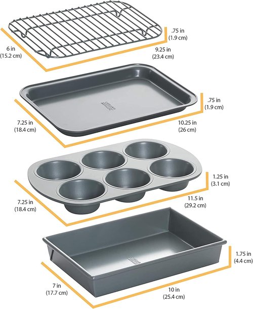 Chicago Metallic Non-Stick Toaster Oven Set - 4-Piece Bakeware Collection for Perfect Cooking