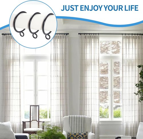 44 Pack Metal Curtain Rings by [Brand Name] - Durable Drapery Rings for Pinch Pleat Curtains | 1.5 Inch ID, Black