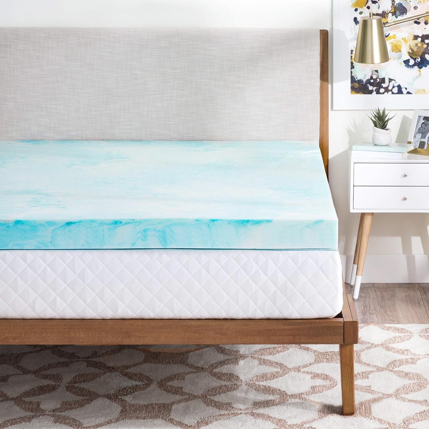 OLIXIS Gel Memory Foam Mattress Topper - Queen Size 3 Inch | Cooling, Soft, Breathable & Pressure-Relieving
