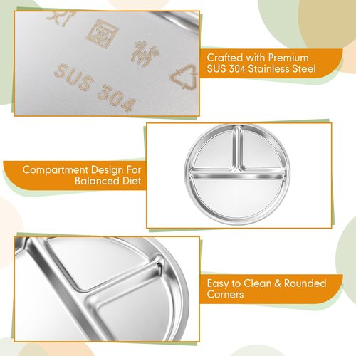 Jinei 30 Pcs Stainless Steel Dishes Set 6 Stainless Steel Plates, 6 Bowls, 6 Cups, 6 Spoons, 6 Forks, Dishwasher Safe, Durable Dining Set for Home Travel Camping (Tableware)