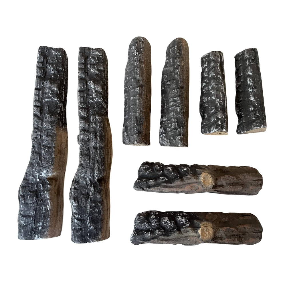 LILALIWA Gas Fireplace Logs, 8 Small Pieces Ceramic Wood Log and Accessory Set for Gas Ethanol Electric Fireplaces, Indoor or Outdoor Fireplaces, Fire Pit Decorations