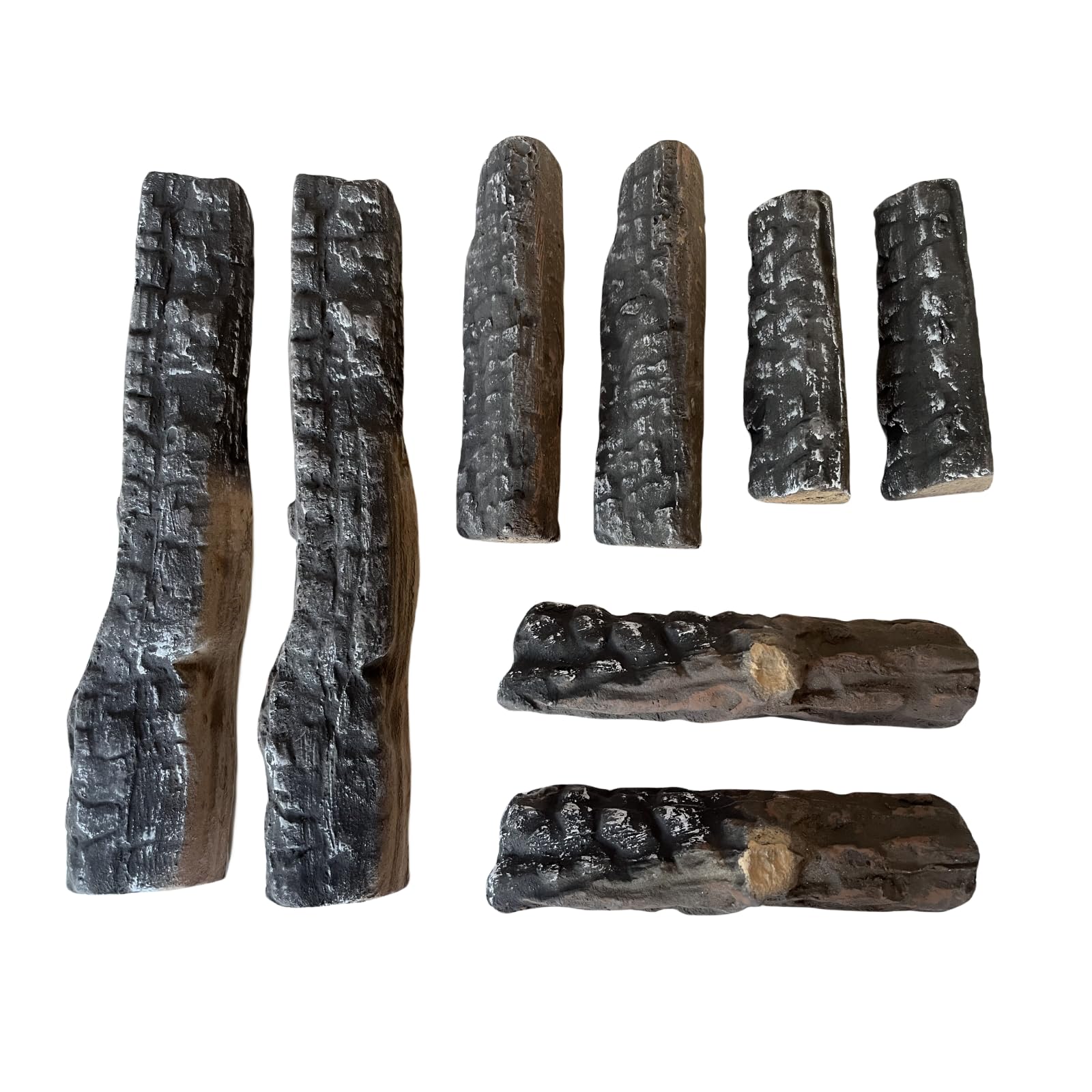 LILALIWA Gas Fireplace Logs, 8 Small Pieces Ceramic Wood Log and Accessory Set for Gas Ethanol Electric Fireplaces, Indoor or Outdoor Fireplaces, Fire Pit Decorations