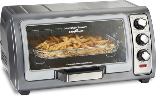 Hamilton Beach Air Fryer Toaster Oven - Large Capacity for 6 Slices & 12” Pizza | 4 Cooking Functions, Stainless Steel