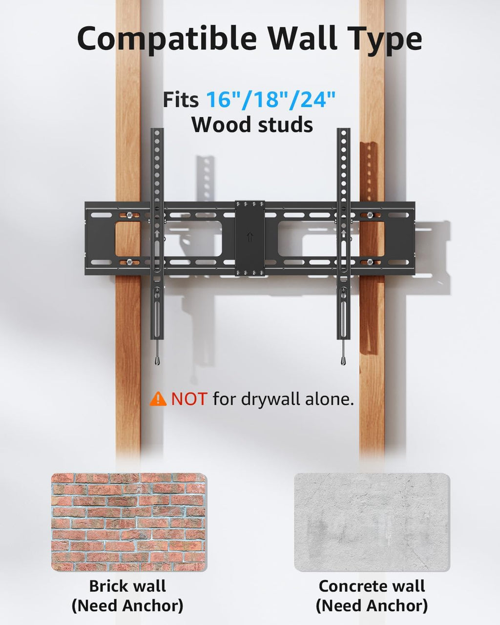 MOUNTUP Tilting TV Wall Mount Bracket - Fits 37-82 Inch Flat Screen/Curved TVs | Max VESA 600x400mm, 132 lbs Capacity
