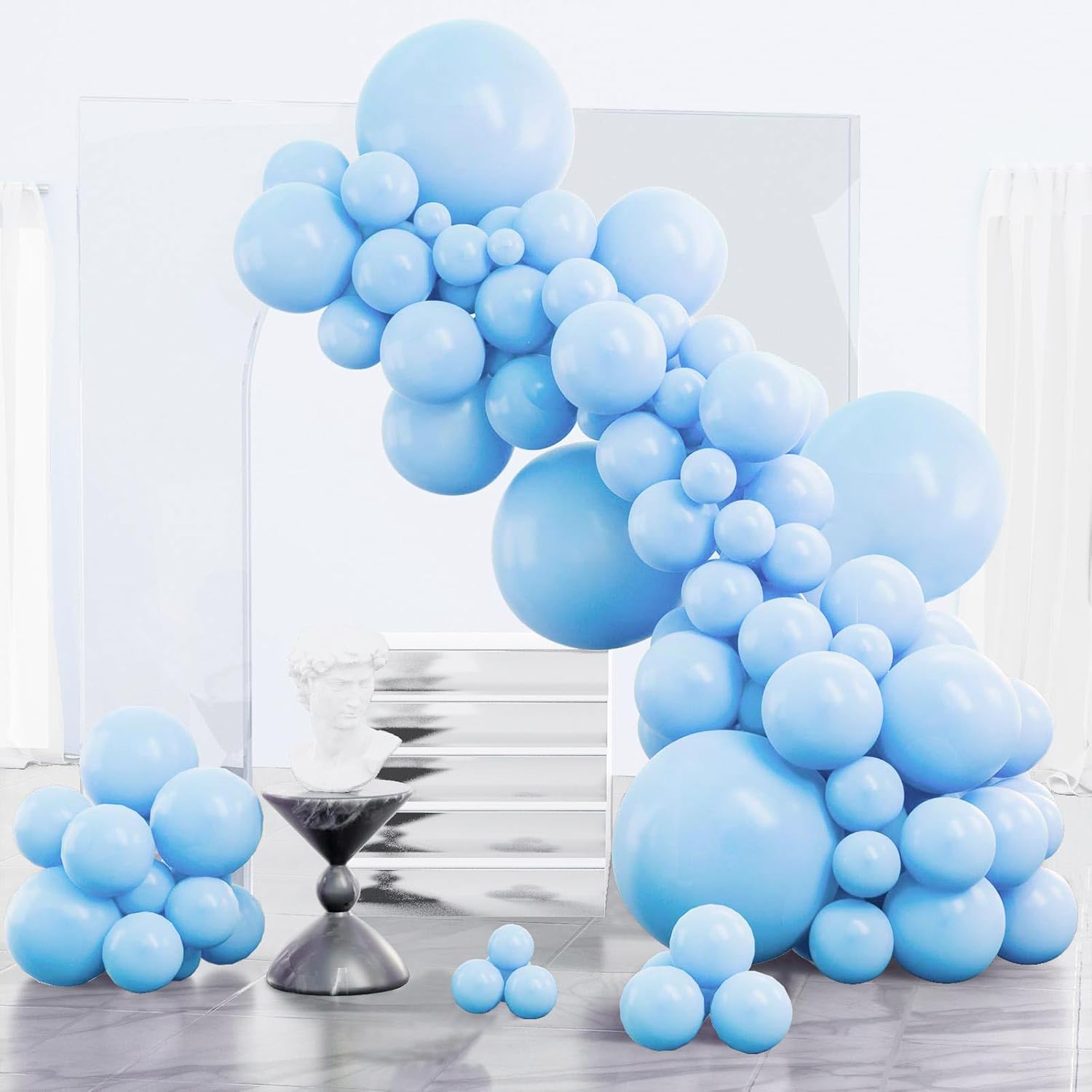 PartyWoo Light Blue Balloon Arch Kit - 152pcs in Various Sizes for Birthday & Baby Shower Decor