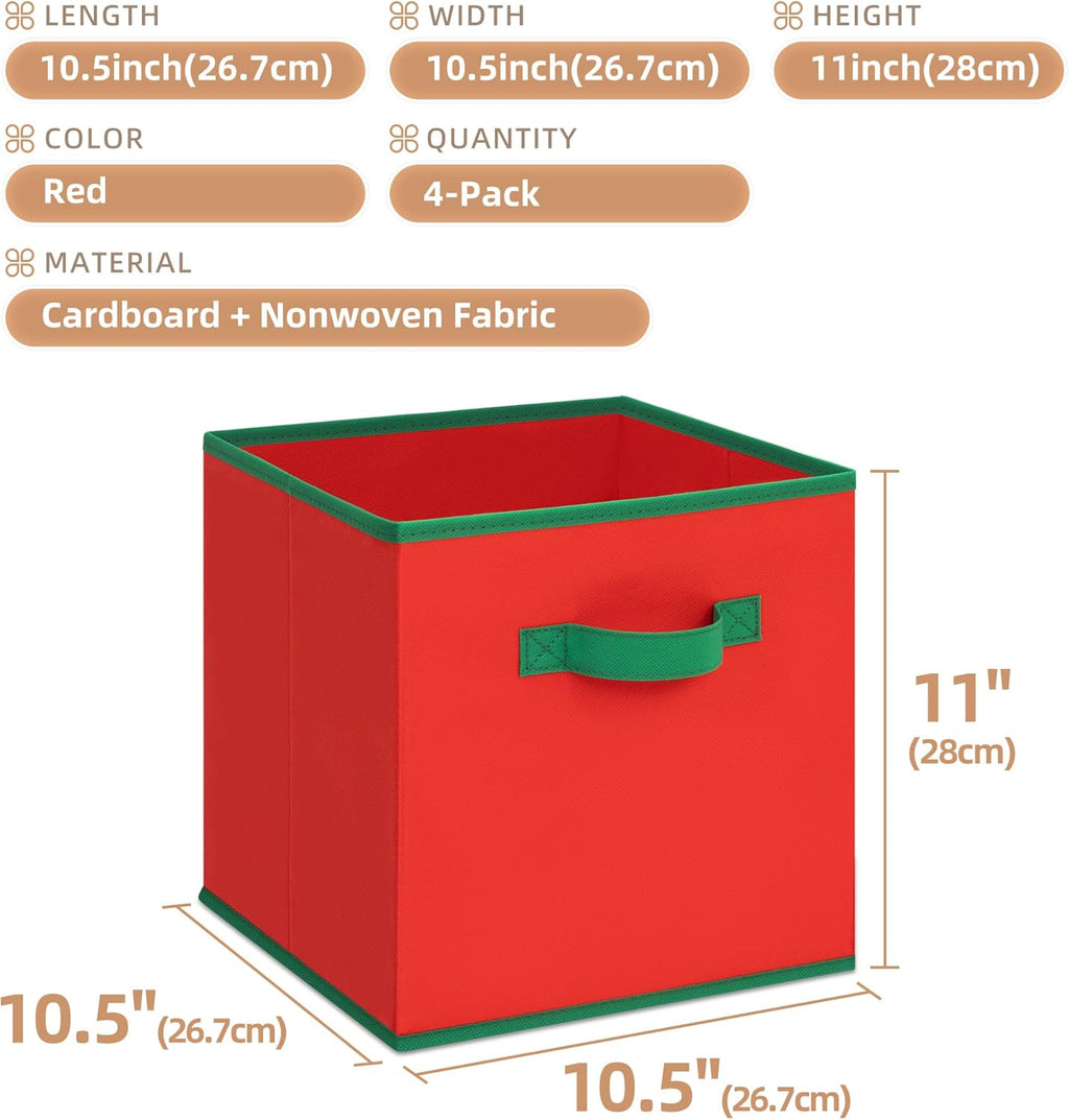 Storage Maniac Storage Cubes - Durable 11-Inch Fabric Bins | Foldable Collapsible Baskets in Red for Easy Organization