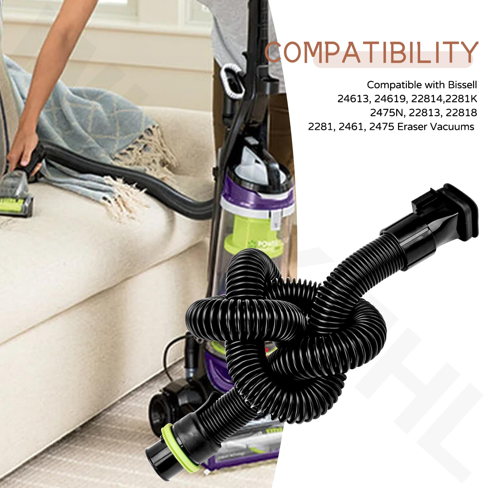 Replacement Hose for Bissell Pet Hair Eraser Vacuums 2461, 24613, 24619, 2281, 2281K, 22813, 22814, 22818, 2475, 2475N (Not for 2790 Series)