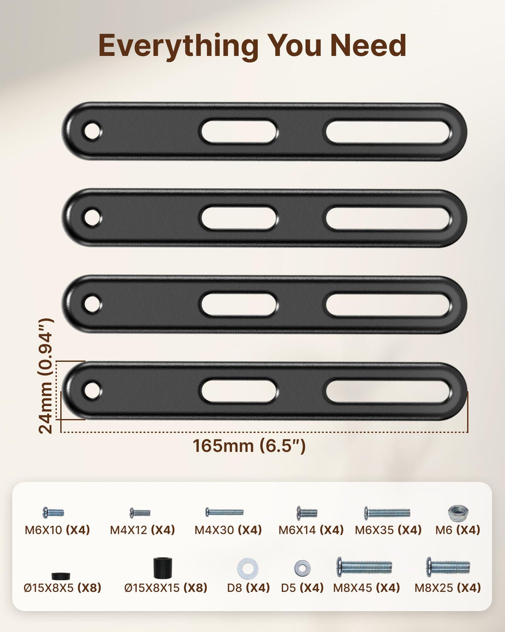 monTEK Steel VESA Mount Adapter Kit, Universal Extension Bracket Fits 32"-55" LCD LED TVs up to 66lbs, Conversion Kit Expands VESA Holes to 300x300 & 400x400, Includes 52 Mounting Hardware