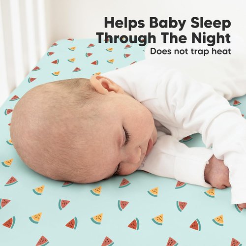 KeaBabies Organic Crib Sheets - 2-Pack Fitted Jersey Cotton for Boys & Girls | Soft, Breathable 52x28" Beach Day Prints