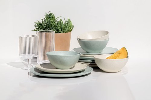 Abode Homewares TarHong Organic Wheat Polypro Dinner Plate, Microwaveable, Shatterproof, Indoor/Outdoor, 10.6-Inch Diameter, Sage Green, Set of 6
