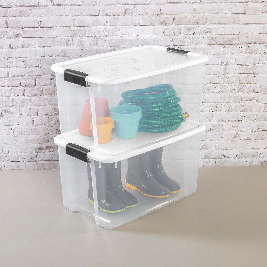 Sterilite 24-Pack Ultra Latching Storage Bins - Clear Plastic, 70 Quart Heavy-Duty Organizing Containers