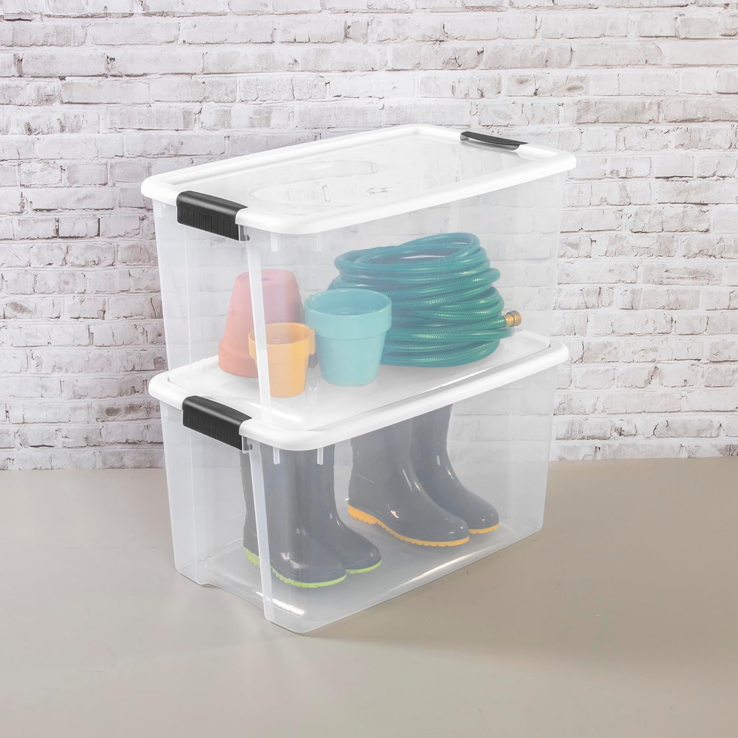 Sterilite 16-Pack Ultra Latching Storage Bins - Clear Plastic 70 Quart Organizing Containers for Home & Office