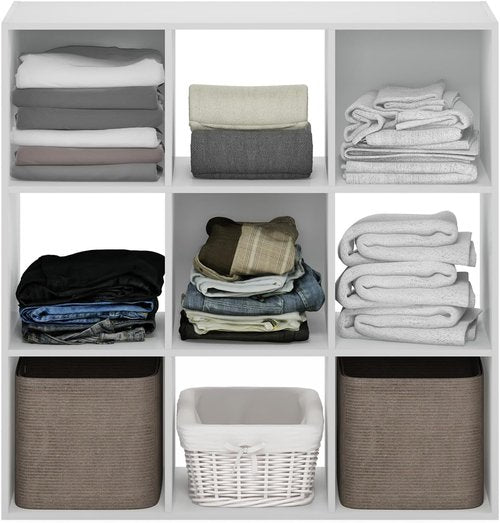 Furinno PELLI Closet Organizer - 9-Cube Storage Solution for Wardrobe & Living Room - White