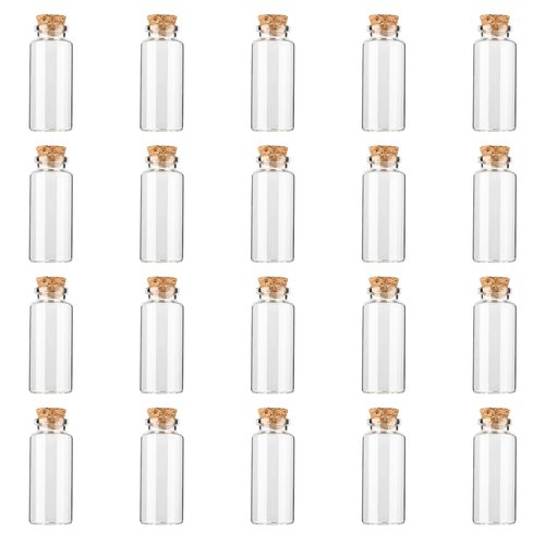 Yadream 20pcs 0.94" x2.36"Small Glass Potion Bottle,20ml Tiny Glass Vials,Mini Cork Stopper Glass Bottle for Wedding Favors, Birthday Party,DIY ART Crafts(empty bottle)