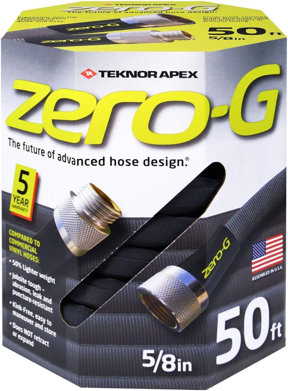 Zero-G 4001-50 Garden Hose - Lightweight, Ultra Flexible, Kink-Free - 5/8-Inch x 50-Feet