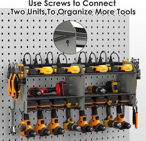 CCCEI Modular Power Tool Organizer - Wall Mount Charging Station & Heavy-Duty Storage Shelf | Grey, 1 Pack